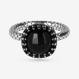 Anello Cocktail con Spinello Nero e Texture Sirena in Argento 925