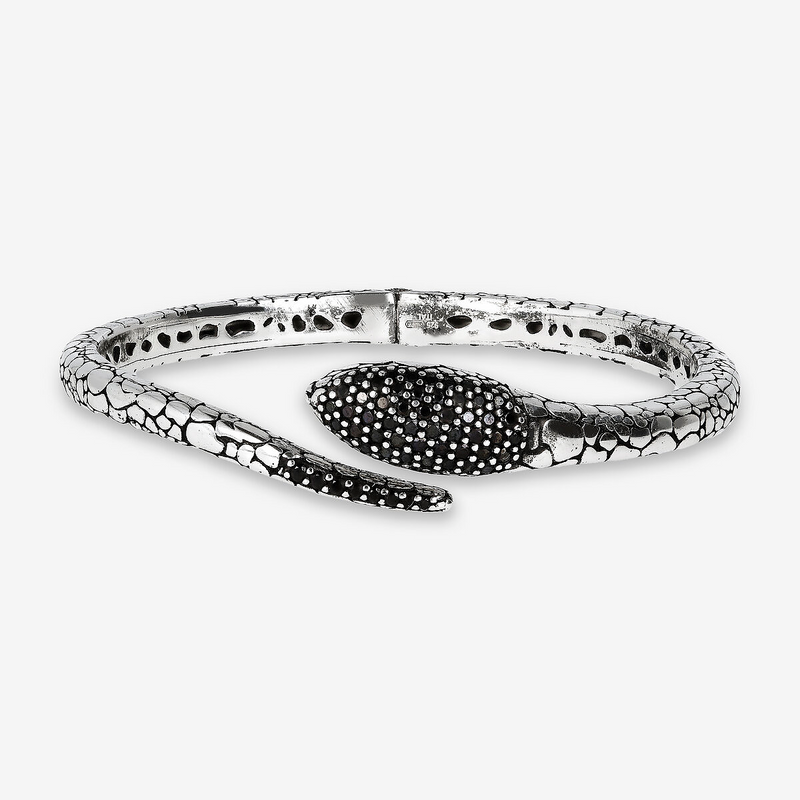 Snake Rigid Bracelet with Black Spinel