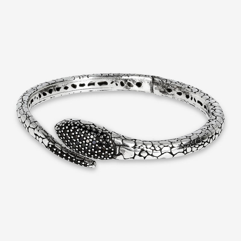 Snake Rigid Bracelet with Black Spinel