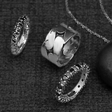 Anello Fedina Texture Sirena con Pavé in Pietre Naturali in Argento 925