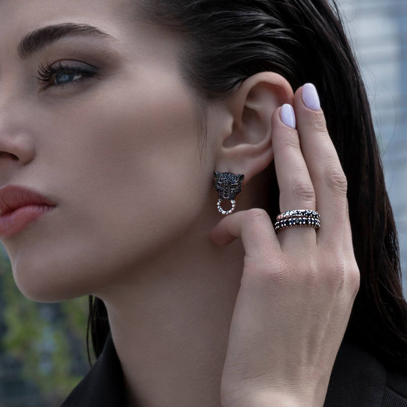 Anello Fedina Texture Sirena con Pavé in Pietre Naturali in Argento 925