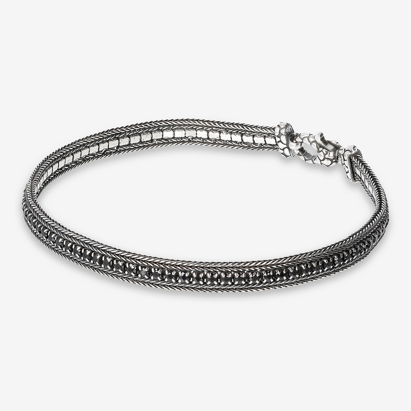 Bracciale con Catena Spiga e Pietra Naturale o Cubic Zirconia in Argento 925