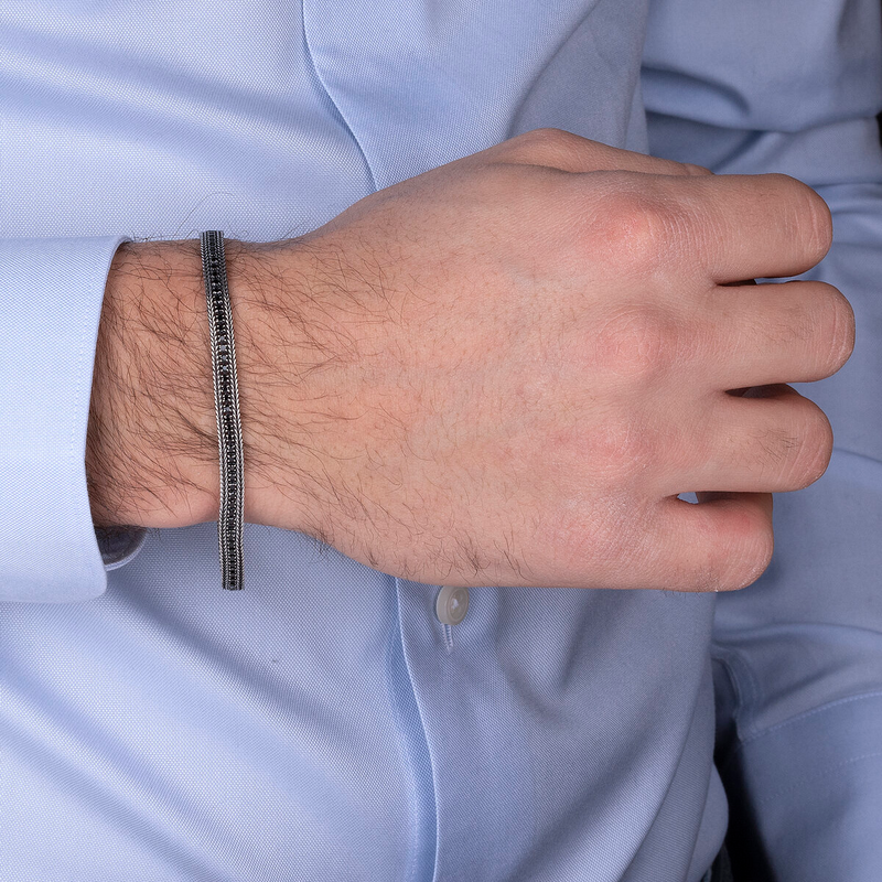 Bracciale con Catena Spiga e Pietra Naturale o Cubic Zirconia in Argento 925