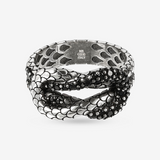 Anello Fedina Texture Sirena con Infinito e Pavé in Spinello Nero in Argento 925
