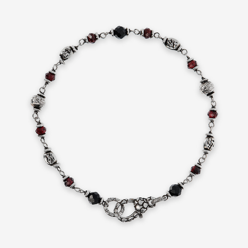 Bracelet with Silver Elements Spinel and Garnet