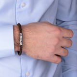 Bracciale Ecopelle ad Intreccio con Chiusura Texture in Argento 925