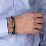 Bracciale Ecopelle ad Intreccio con Chiusura Texture in Argento 925
