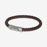 Bracciale Ecopelle ad Intreccio con Chiusura Texture in Argento 925