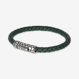 Bracciale Ecopelle ad Intreccio con Chiusura Texture in Argento 925