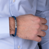 Bracciale Ecopelle ad Intreccio con Chiusura Texture in Argento 925