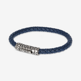 Bracciale Ecopelle ad Intreccio con Chiusura Texture in Argento 925