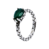 Mermaid Texture Ring with Drop-Shaped Natural Stone