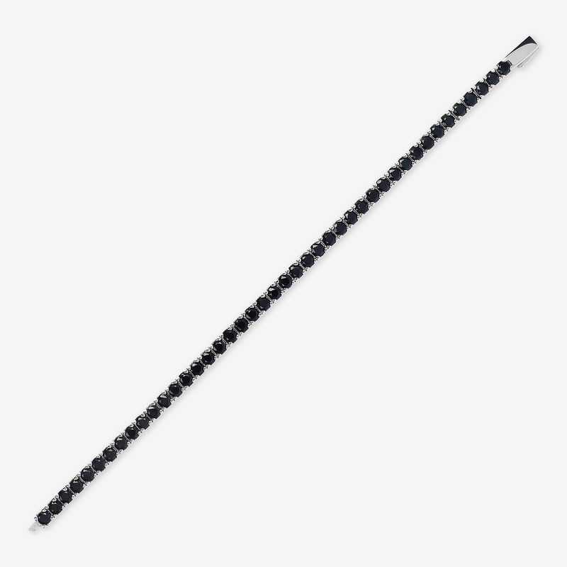 Bracciale Tennis in Argento 925 placcato Rodio con Spinelli Neri o Cubic Zirconia