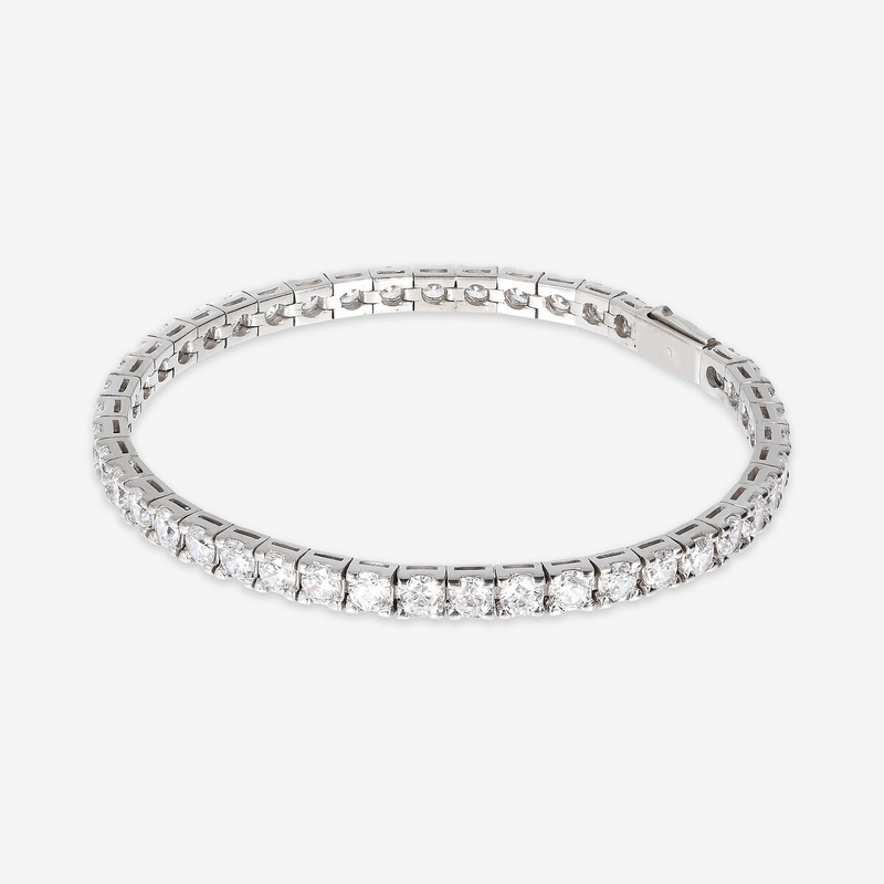 Bracciale Tennis in Argento 925 placcato Rodio con Spinelli Neri o Cubic Zirconia
