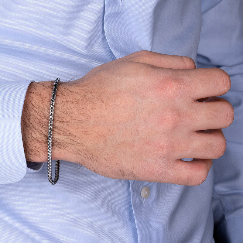 Bracciale con Catena Coda Di Volpe Sottile in Argento 925
