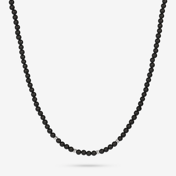 Collana Girocollo con Rondelle in Argento 925 placcato Rodio e Pietre Naturali