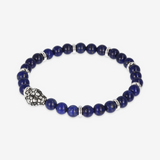 Bracciale Elastico con Pietre Naturali ed Elemento Testa Serpente in Argento 925