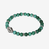 Bracciale Elastico con Pietre Naturali ed Elemento Testa Serpente in Argento 925