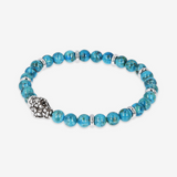 Bracciale Elastico con Pietre Naturali ed Elemento Testa Serpente in Argento 925