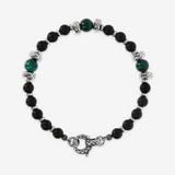 Bracciale con Rondelle Texture Sirena e Pietre Naturali Onice e Malachite in Argento 925