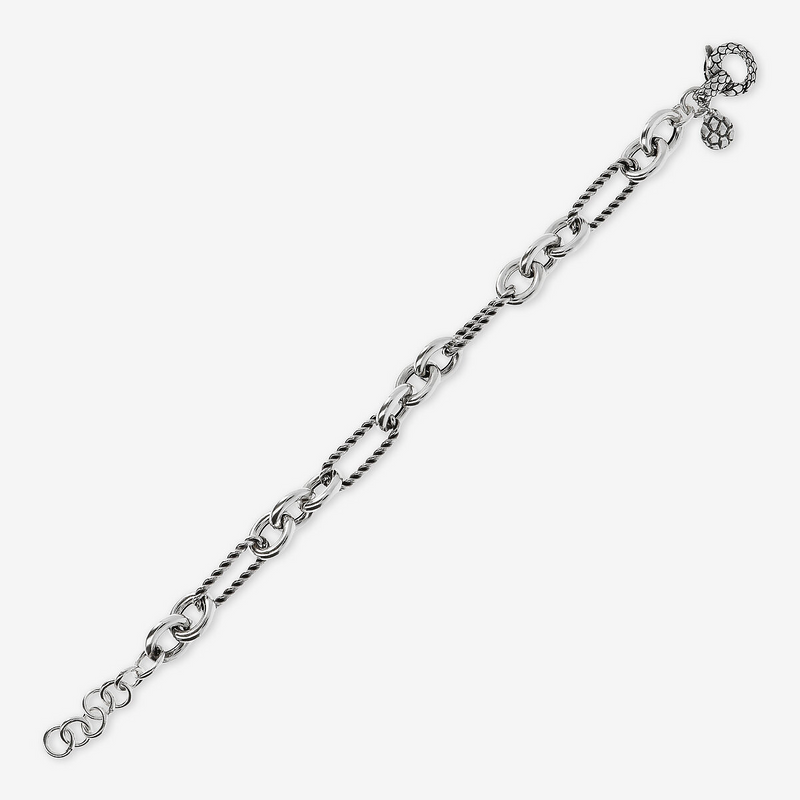 Bracciale con Catena a Maglie Alternate in Argento 925