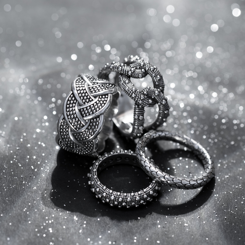 Anello a Fascia Texture Intrecciato in Argento 925