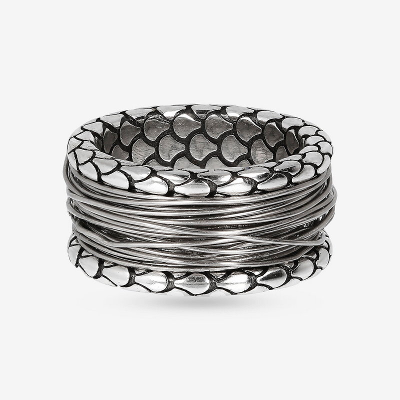 Anello a Fascia Multifilo Texture Sirena in Argento 925