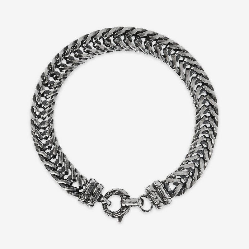 Bracciale in Argento 925 placcato Rodio con Maxi Catena Spiga