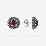 Orecchini a Lobo Texture Riccio di Mare con Pietra Naturale in Argento 925