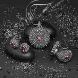 Orecchini a Lobo Texture Riccio di Mare con Pietra Naturale in Argento 925