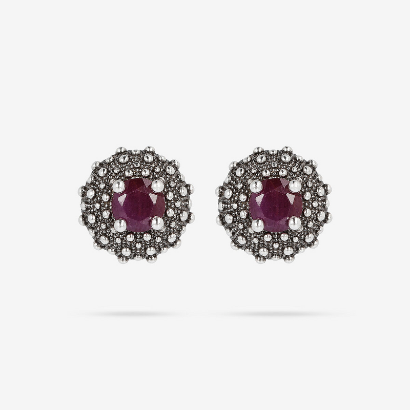 Orecchini a Lobo Texture Riccio di Mare con Pietra Naturale in Argento 925