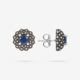 Orecchini a Lobo Texture Riccio di Mare con Pietra Naturale in Argento 925