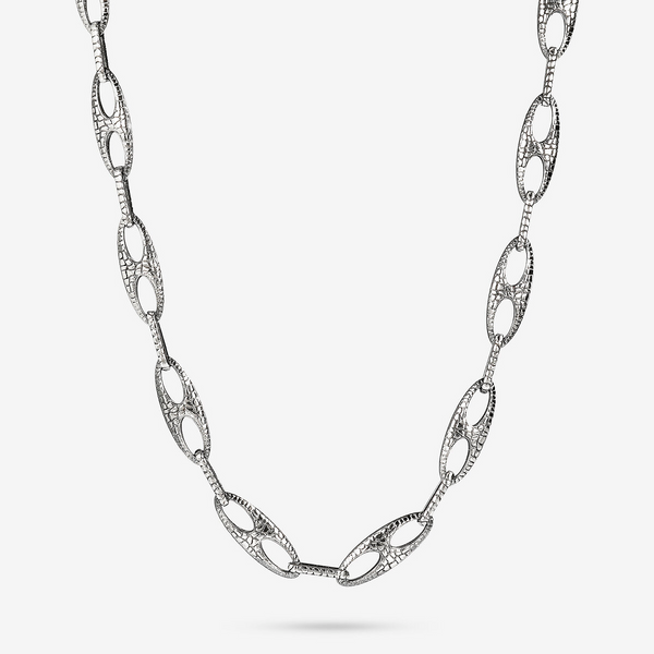 Collana Texture Coccodrillo con Catena Marina in Argento 925