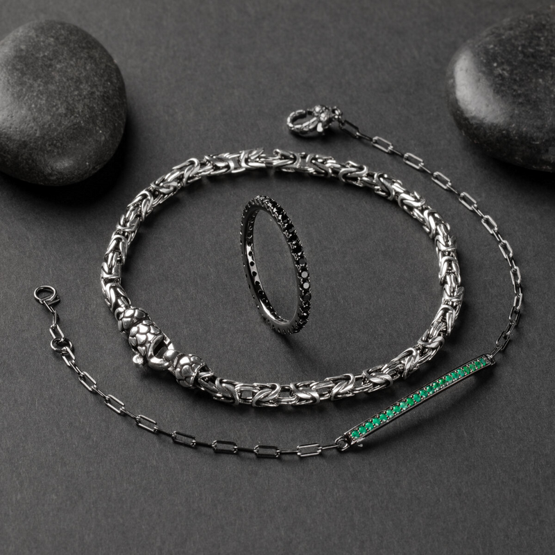 Bracciale con Catena Bizantina in Argento 925