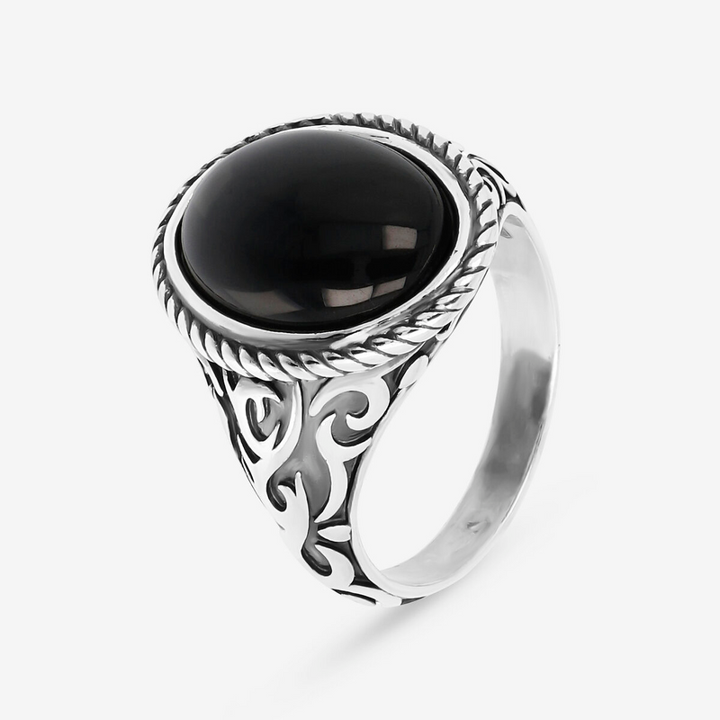Tribal Chevalier Ring with Natural Stone