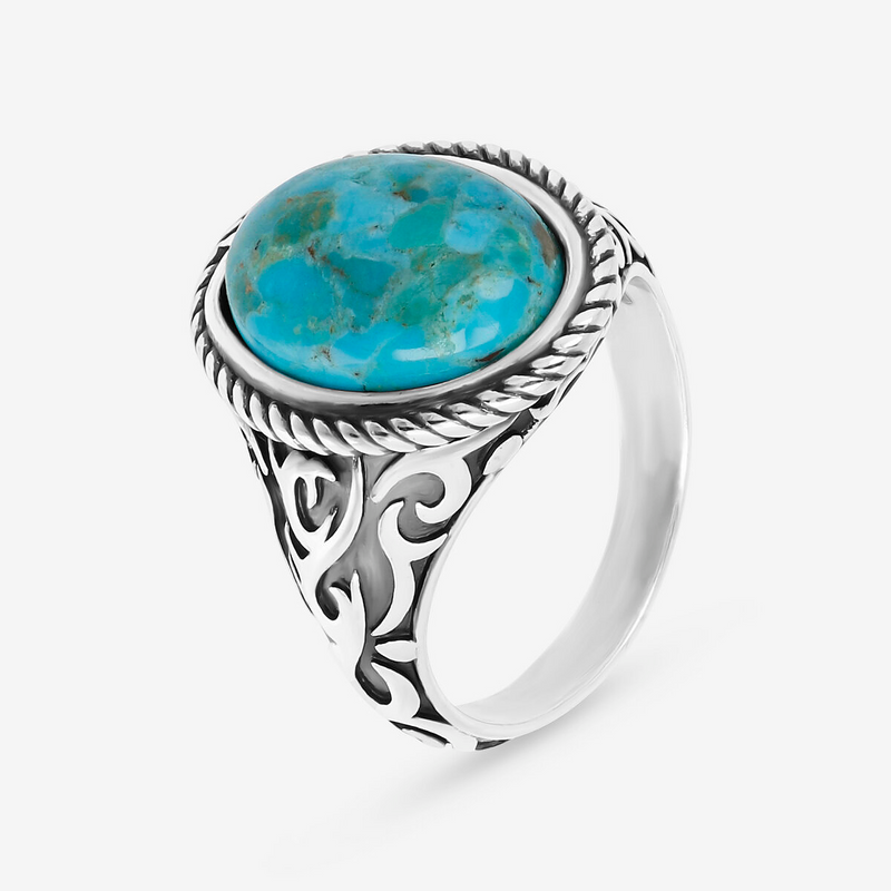 Tribal Chevalier Ring with Natural Stone