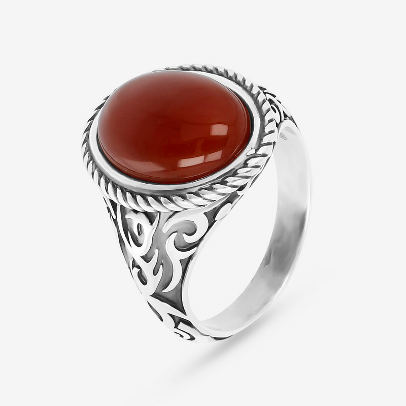 Tribal Chevalier Ring with Natural Stone