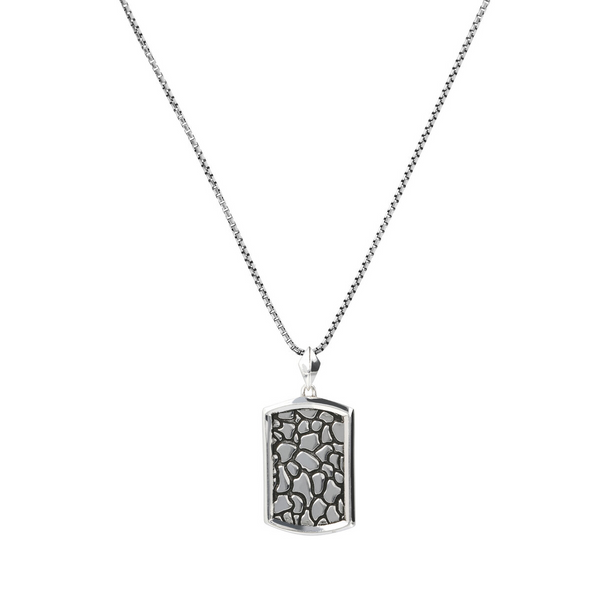 Venetian Chain Necklace with Textured Rectangular Pendant