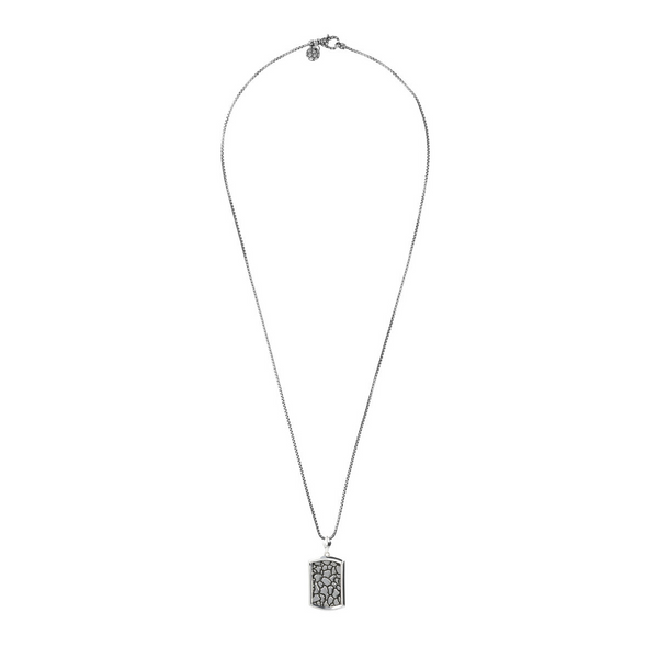 Venetian Chain Necklace with Textured Rectangular Pendant