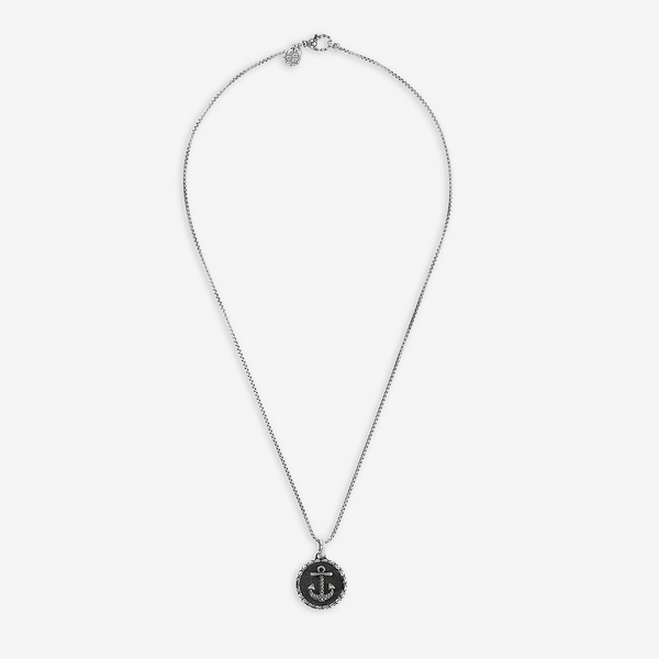 Collana con Pendente Tondo Texture Sirena e Simbolo in Argento 925