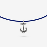 Collana con Cordino Cerato e Pendente Simbolo in Argento 925 placcato Rodio Texture Sirena