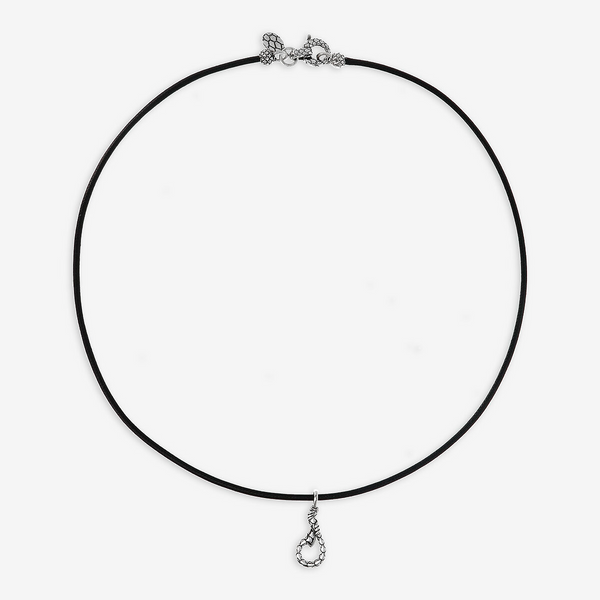 Collana con Cordino Cerato e Pendente Simbolo in Argento 925 placcato Rodio Texture Sirena