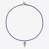 Collana con Cordino Cerato e Pendente Simbolo in Argento 925 placcato Rodio Texture Sirena