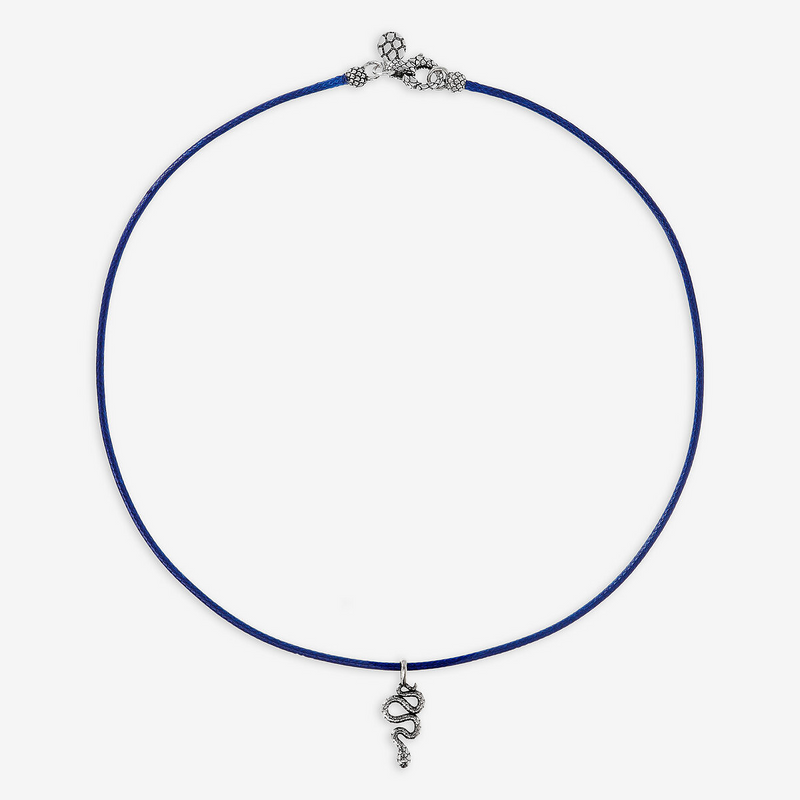Collana con Cordino Cerato e Pendente Simbolo in Argento 925 placcato Rodio Texture Sirena
