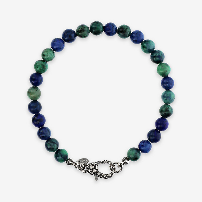 Bracciale con Sfere in Pietra Naturale Multicolore in Argento 925