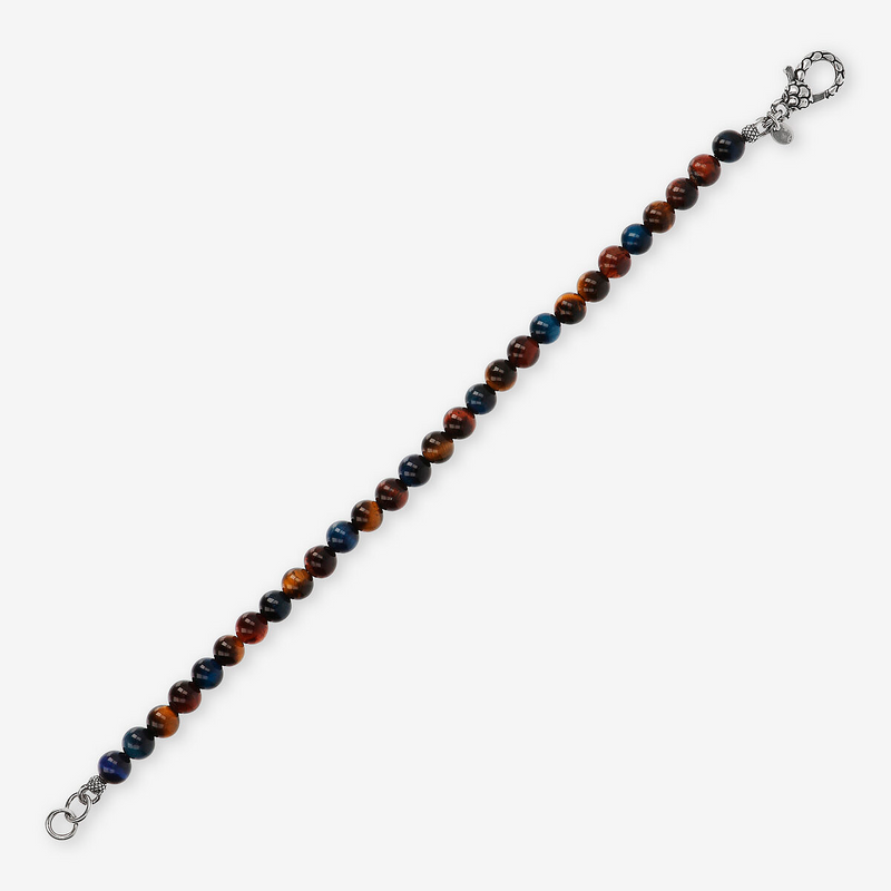Bracciale con Sfere in Pietra Naturale Multicolore in Argento 925