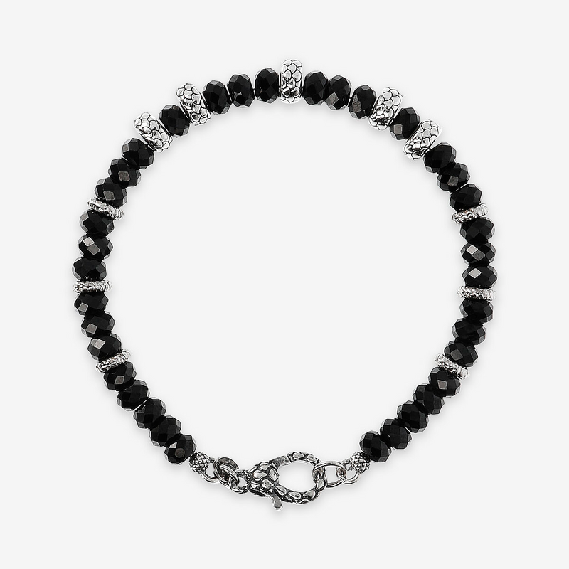 Bracciale con Pietre Naturali e Rondelle Texture Sirena in Argento 925