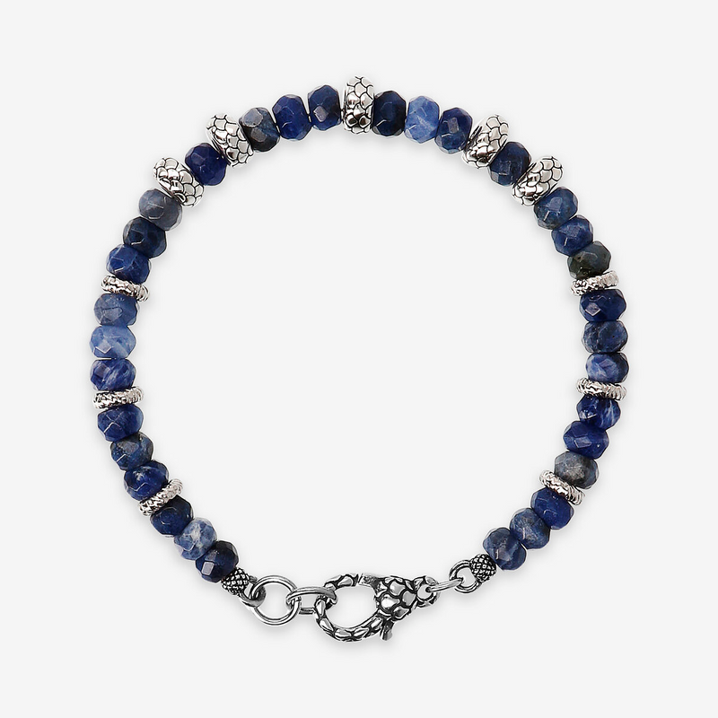 Bracciale con Pietre Naturali e Rondelle Texture Sirena in Argento 925