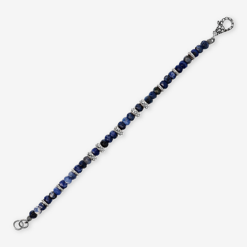 Bracciale con Pietre Naturali e Rondelle Texture Sirena in Argento 925