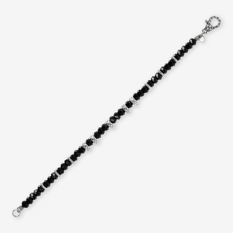 Bracciale con Pietre Naturali e Rondelle Texture Sirena in Argento 925